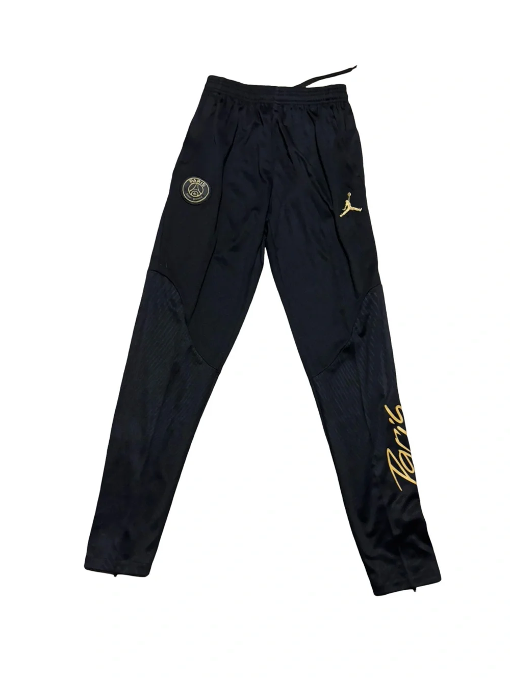 Jordan Black Authentic Athletic Streetwear Track Pants Gold PSG Accents Large